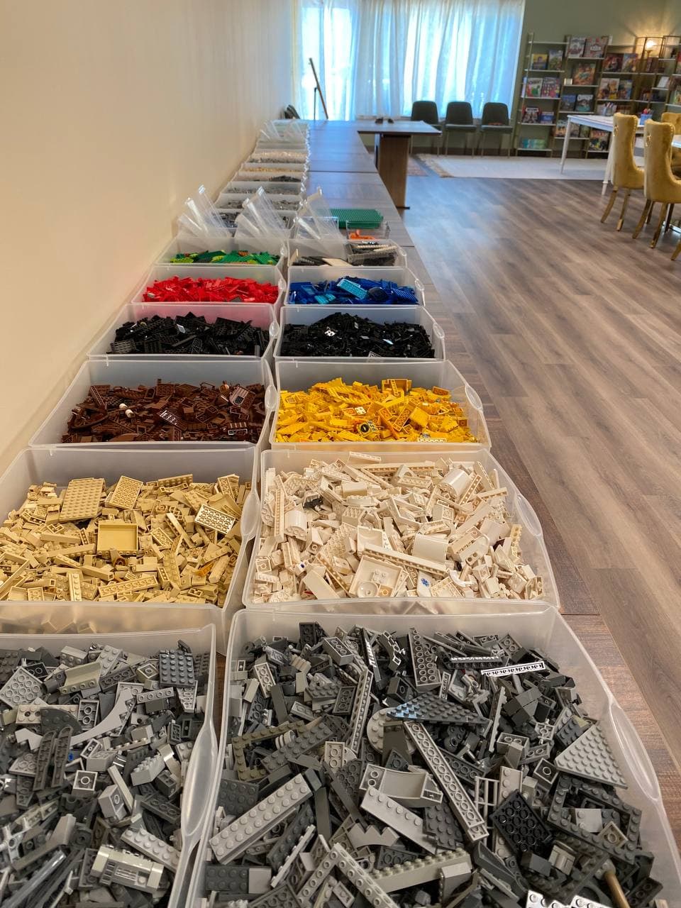LEGO bricks sorted by color